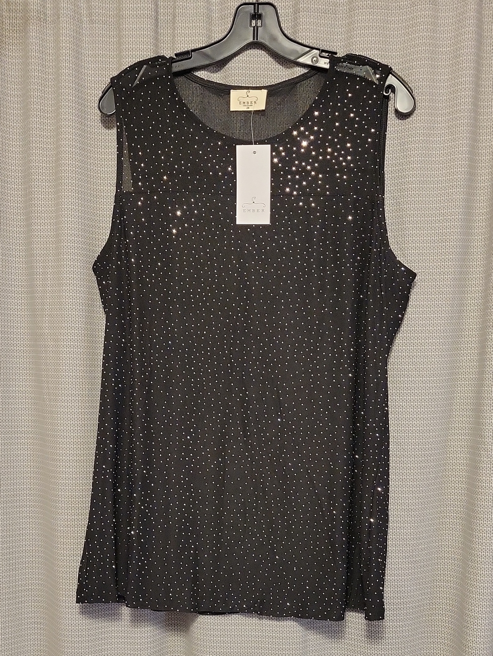 Ember Black Sleeveless Sparkle Mesh Camisole
